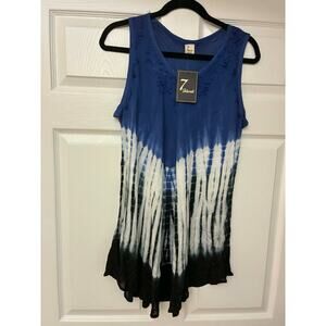 7 Islands Blue Black Tie Dye Sleeveless Tunic Dress25.5 pit to pit (underarm)NWT